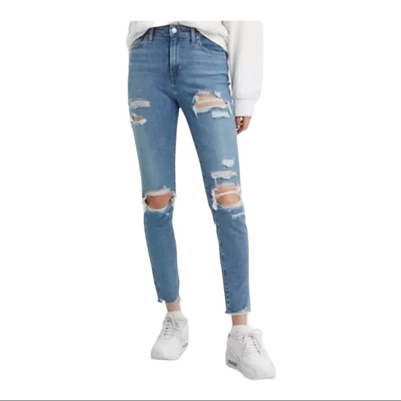 LEVI'S 721 High Rise Skinny Ripped Distressed Size 27 - Picture 1 of 8